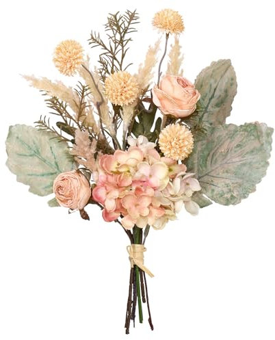 MEIVINES Fiori Artificiali Fiori Artificiali Di Ortensie Bouquet Fiori Finti Da Interno Mazzo Fiori Finti Fiore Di Seta Per La Decorazione Matrimonio Tavolo Centrotavola Decorazione (Champagne)