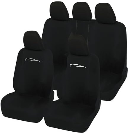 Rebeca Shop Coprisedili per auto universali - Racing LS01 - schienali posteriori con 2 zip - airbag compatibili, 210 Gabardine (Nero, Posteriori in tinta con anteriori)