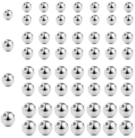 GUTERTOP 60 Stück Piercing Kugeln für 1,6mm, 3/4/5/6mm Piercing Kugel, Bauchnabelpiercing Kugeln für Piercing Nase Lippe Augenbrauen Bauchnabel Zunge