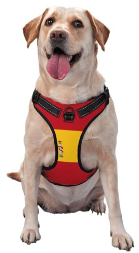 Arnés para perro con la bandera de España, equipado con correas reflectantes para mascotas y hebillas de liberación rápida, adecuado para todo tipo de perros