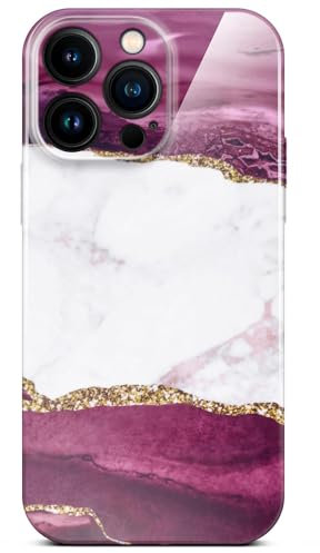 ONEFLOW Bliss Cover für iPhone 14 Pro Max Hülle in Marmor Optik, Designer Case Handy Schutzhülle mit Kameraschutz, Muster Hardcase Glitzer Handyhülle marmoriert, Rot Gold Weiß