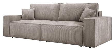 DomoHome Universelles Ecksofa Kasjo Mit Schlaffunktion Und Bettkasten Weicher Cordstoff Flexibel Stellbar Rechts-Layout Schlaffläche: 205x135cm Größe: 245x90x83 cm Farbe: Cappucino