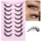JIMIRE Demi Wispies Lot de 8 paires d'extensions de cils invisibles aspect naturel œil de chat 15 mm russe D Curl