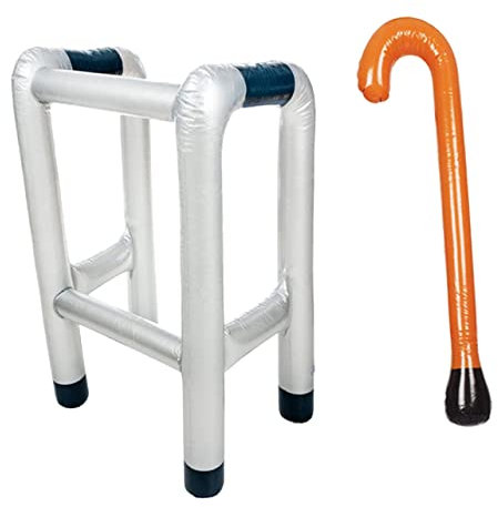 ibasenice Inflatable Zimmer Frame Stick Set Blow up Walking Stick for Party Costumed Fun and Joking