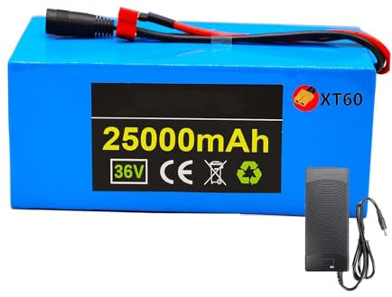 E-Bike Akku 36V 48V 10Ah 15Ah 20Ah 25Ah Elektrofahrra Lithium Batterie wasserdichter PVC-Akku eingebauter BMS mit 42V Ladegerät für 1000W 750W 500W 250W Motoren XT60 Plug,36V 10Ah