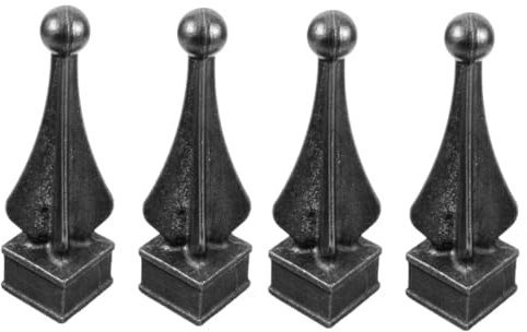 Angoily 4pcs Garden Fence Decor Iron Fence Topper Pointed Shape Finial Outdoor Finial Decorative Accessory Rustic Topper Gate