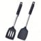 Spatulas for Cooking, Pack of 2 Silicone Slotted Turner Kitchen Spatulas Pancakes Fish Slice Egg Flipper Cookware for Baking, High Heat Resistant Non Stick Dishwasher Safe (Black)