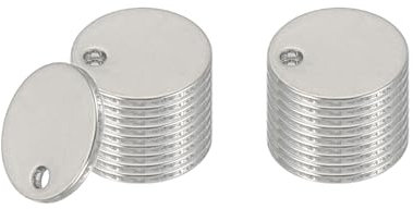 PATIKIL 18 Piezas De Planchas De Estampado Metálico, Etiquetas Redondas De Acero Inoxidable De 6mm, Discos Planos Con Agujero, Estampado, Placas Para Perros, Tono Plateado