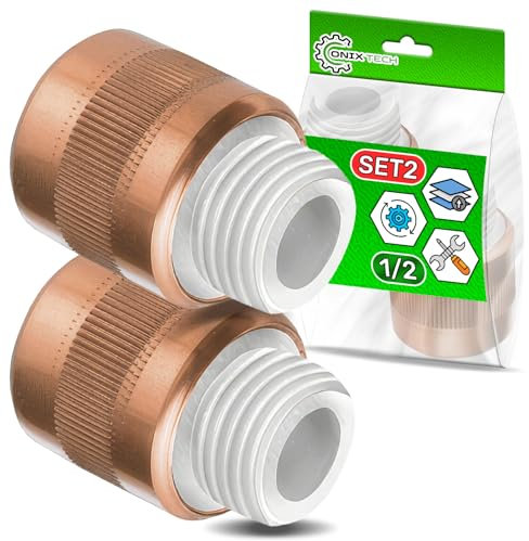 2 Piezas Manguito Electrolitico Termo 1/2” Núcleo de Nylon Presión 10 Bar Resistente a Temperaturas de Hasta 80°C - MADE IN SPAIN - Garantía de 5 Años - ONIX TECH