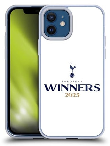 Head Case Designs Offizielle Tottenham Hotspur F.C. Weiß 2025 Europäische Sieger Gelhülle [Militärischer Schutzgrad] Kompatibel Mit Apple iPhone 12 / iPhone 12 Pro Und Kompatibel Mit MagSafe