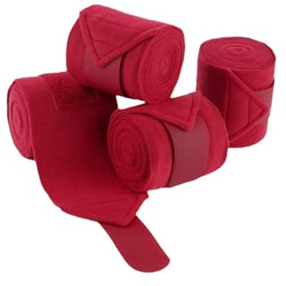 kowaku 4 Pièces Bandes de pour Chevaux Bandages de Travail Guêtres de Repos et Protection de Jambe en Tissu Polaire Confortable Adaptées pour L'Usage à, Rouge