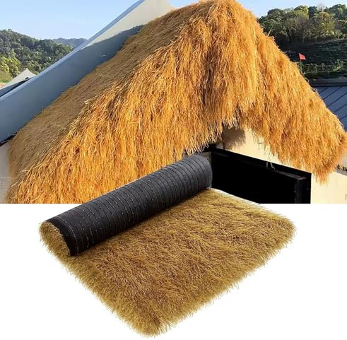 Decoración de techo de paja artificial, plástico para techos de paja, paneles de paja, estilo mexicano, rollo de paja de palma artificial (1 x 20 m)