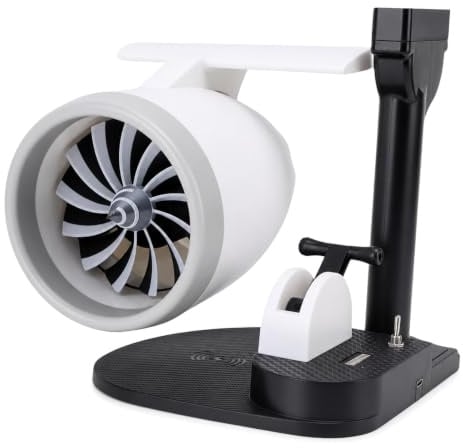 YUEHISY 3 in 1 Desktop Turbine Fan with Humidifier & 15W Wireless Charging, USB Desk Fan with Engine Tail Light for Office Desk (Blue Light)