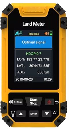 TIKATARER Tragbares GPS-Flächenmessgerät mit Druckhöhenmesser, GNSS-Chip mit Hoher Empfindlichkeit, Unterstützt Flächen in der Luft, Stoßfest nach IP68 für Vermessungen Im Freien