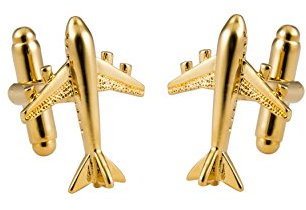 Knighthood Golden Jet Aircraft Golden Herren Manschettenknöpfe, enamel