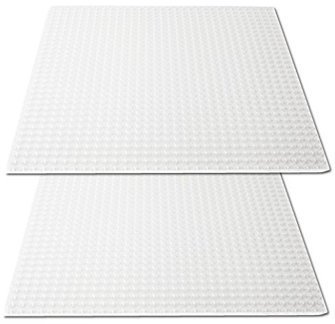 Katara 1672 - Bauplatte 2er Set 25,5cm x 25,5cm/32 x 32 Pins, Kompatibel Lego, Sluban, Papimax, Q-Bricks, Transparent