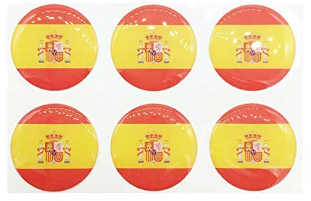 Pegatina de Resina Bandera España Redondo 12mm 6 Uds