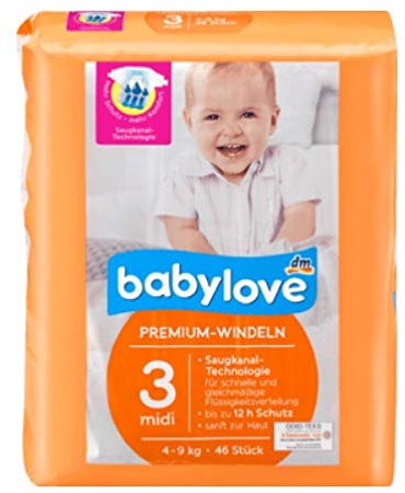 babylove Windeln Premium Größe 3 midi 4-9 kg, 46 St