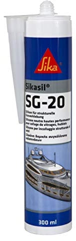 SIKA - Mastic Silicone pour le Collage et L'étanchéité de Vitrage - Hublots - Sikasil SG-20 Noir (Réservé aux Professionnels) - Classement au feu B1 - Résiste aux UV et au veillissement - 300ml