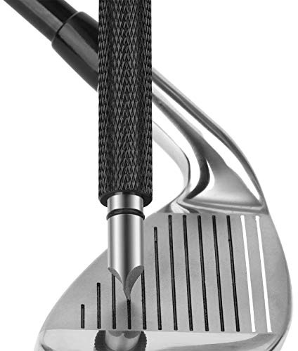 Golf Club Groove Sharpener, Re-Grooving Tool and Cleaner for Wedges & Irons - Generate Optimal Backspin - Suitable for U & V-Grooves
