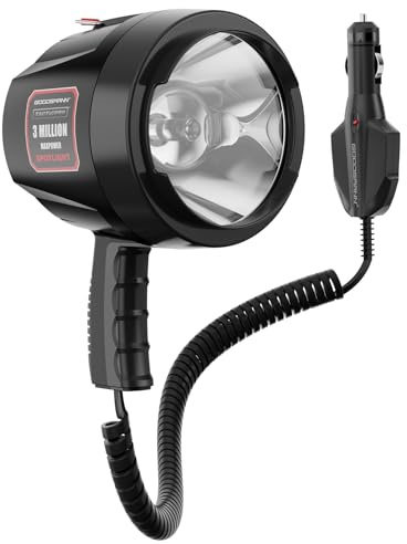 GOODSMANN Spotlight Corded Spot Lights for Boats 1200 Lumen Halogen 12V DC Handheld Spotlight 9924-0011-15