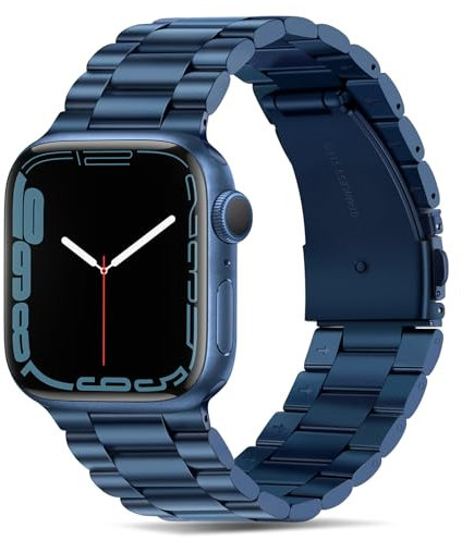 Tasikar Armbänder Kompatibel mit Apple Watch 46mm 45mm 44mm 42mm Prämie Edelstahl Metallarmband Kompatibel mit Apple Watch SE 2 SE Seires 10 9 8 7 6 5 4 3 2 1, Blau