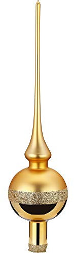 Christbaumspitze, Christbaumschmuck, Inge-Glas, deutsches Produkt, Spitze, 7 x 30 cm, Horizont, inkagold matt