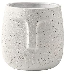 Cutfouwe Blumentopf Keramik Groß(14 * 14 cm) Beton Menschlichem Kopf Gesicht Vase Saftige Planter Moderne Kreativer Home Desktop Dekoration,Weiß