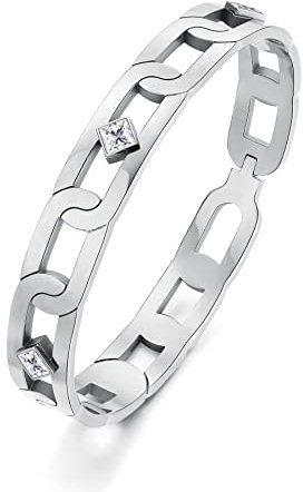 Brosway Bracciale Donna, Bracciale Rigido in Acciaio e Cristalli | Collezione With You - BWY19