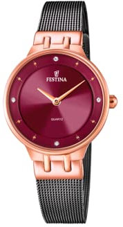 Montre FESTINA pour Femme F20599/2 Mademoiselle Boîtier en Acier Inoxydable Rose Bracelet en Acier Inoxydable Noir
