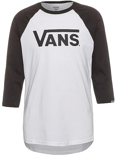 Vans Herren Classic Raglan T-Shirt, Weiß-Schwarz, M