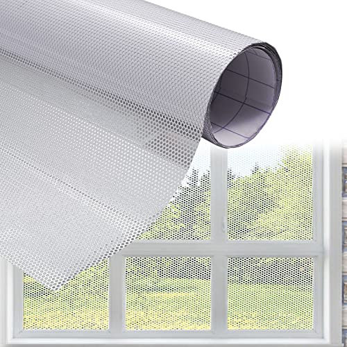 XhuangTech Película de privacidad unidireccional para ventana, película de vinilo perforada para ventana, película de privacidad autoadhesiva de malla perforada para automóvil y hogar (blanco, 30 cm x