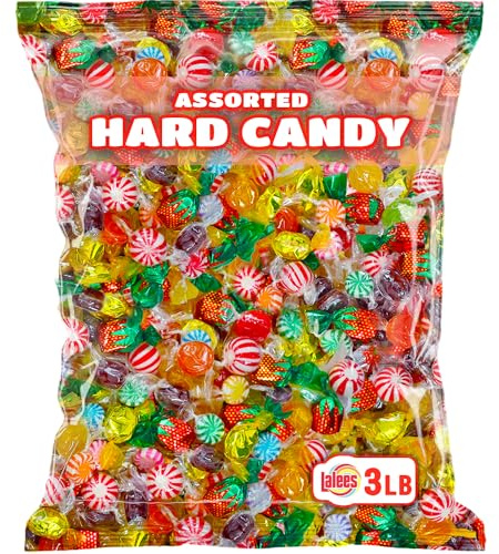 Lalees Mezcla de caramelos duros, 3 libras, aprox. 220 piezas, caramelos duros clásicos surtidos para escritorio, bolsa grande para oficina, envueltos individualmente, menta, luz de estrellas