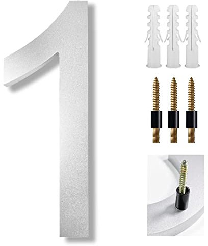 8 Inch Large House Numbers Floating Sliver House Numbers Plaques Modern Door Numbers Plates Signs with Nail Kit for Outside Wall Address Garden Mailbox Dec, Strong Sliver Acrylic Material(1)