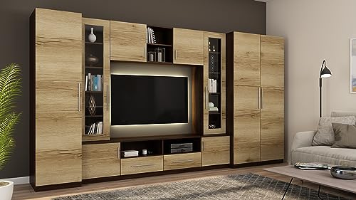 e-Meblast Wohnwand Neptun 200x52cm Modern Schrankwand Vitrinen Hängeschrank | Anbauwand, Wohnzimmer, Modern Schrankwand, Vitrinen, Hängeschrank