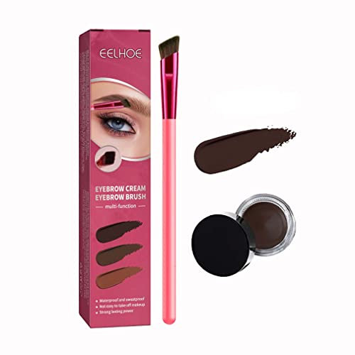4D Realistischer Haarstrich-Brauenpinsel, 4D Hair Stroke Brow Stamp Brush, wasserfester Augenbrauenstift, wasserfeste Augenbrauenpomade, Stamping Angle Augenbrauenpinsel Pomade-Set (Taupe)