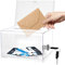FENGQ Acrylspendenbox Abschließbare, Spendenbox Abschließbar Acryl, Abschließbare Spendenbox Losbox mit Schloss und Schlüssel für Visitenkarten für Abstimmungen, Gewinnspiele, Wettbewerbe(Transparent)