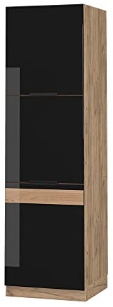 Vicco Meuble pour Four Fame-Line, Chêne Noir Brillant/chêne doré, 60 cm