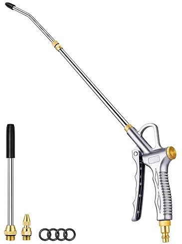 JASTIND Upgrade Air Blow Gun with Adjustable Air Blower Nozzle, Up to 27 Inch Extension with 4.9 Inch Steel Air Flow Nozzle, High Volume Pneumatic Dust Clean Tool for Air Compressor Accessory