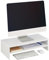 Relaxdays Supporto per Monitor, Rialzo Stand PC con Ripiano, HxLxP: 14,5x54x25,5 cm, Alzaschermo da Scrivania, Bianco, Poliestere