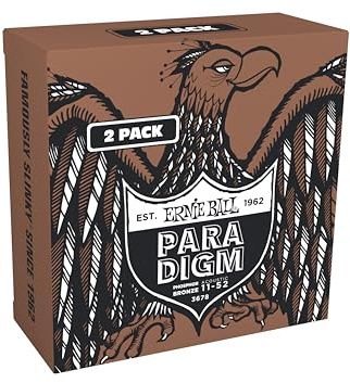 Ernie Ball Light Paradigm Phosphor Bronze Acoustic Guitar Strings, 2 Pack 11-52