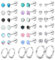 JeweBella 21Pairs Kleine Ohrstecker Chirurgenstahl Damen Flatback Ohrringe Hypoallergen Zirkonia Stern Opal Mondstein Knorpel Ohrringe Set Silber Creolen Piercing Ohrstecker für Mehrere Ohrlöcher