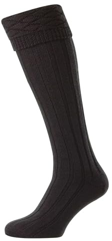 HJ Hall Knielange Kilt-Schlauchsocken aus hochwertiger Wollmischung, Schwarz , 10-13