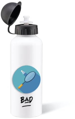 Gourde 500ml Badminton Sport Bouteille d’Eau Aluminium Personnalisable Prénom Réutilisable Ecologique avec Tétine. Idée Cadeau Humour Bad Homme Femme Collègue Ami Bureau Anniversaire Noël
