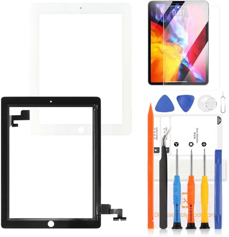 LADYSON Touchscreen Digitizer für iPad 2 Bildschirm für iPad 2ND Gen A1395 A1396 A1397 9,7 Zoll Touchscreen Ersatz Reparatur-Set ohne Home Button mit Werkzeugen (kein LCD Display) (weiß)