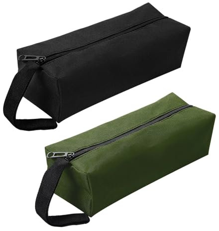 2PCS Small Tool Bag, Multipurpose Canvas Pouch, Waterproof Zipper Bag for DIY Tools (Black & Green)