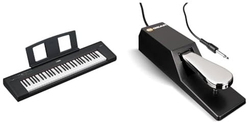 Yamaha NP-15 Piaggero Digital Keyboard with 61 Touch Sensitive Keys and 15 Instrumental Voices & M-Audio SP-2 - Universal Sustain Pedal with Piano Style Action, The Ideal Accessory