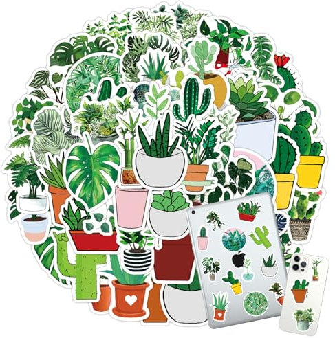 Green Plant Aesthetic Decal Stickers, Funny Weed Stickers, Cartoon Green Leaves Stickers Suitable for Scrapbook Laptop Phone Water Bottle(50pcs,Green)