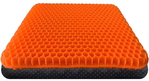 Chair Cushions,Car Seat Cushion,Honeycomb Gel wheelchair Cushion for Driving,Airplane,Travel,Orthopedic,Coccyx,Office,Desk,Pressure Sore,Stadium,Computer Gaming Chair,Tailbone Pain,Sciatica (Orange)