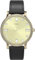 Timex Trend Damen-Armbanduhr, 34 mm, schwarzes, zweiteiliges Lederarmband mit Schnellverschluss, goldfarbenes Zifferblatt, goldfarbenes Gehäuse TW2W84600